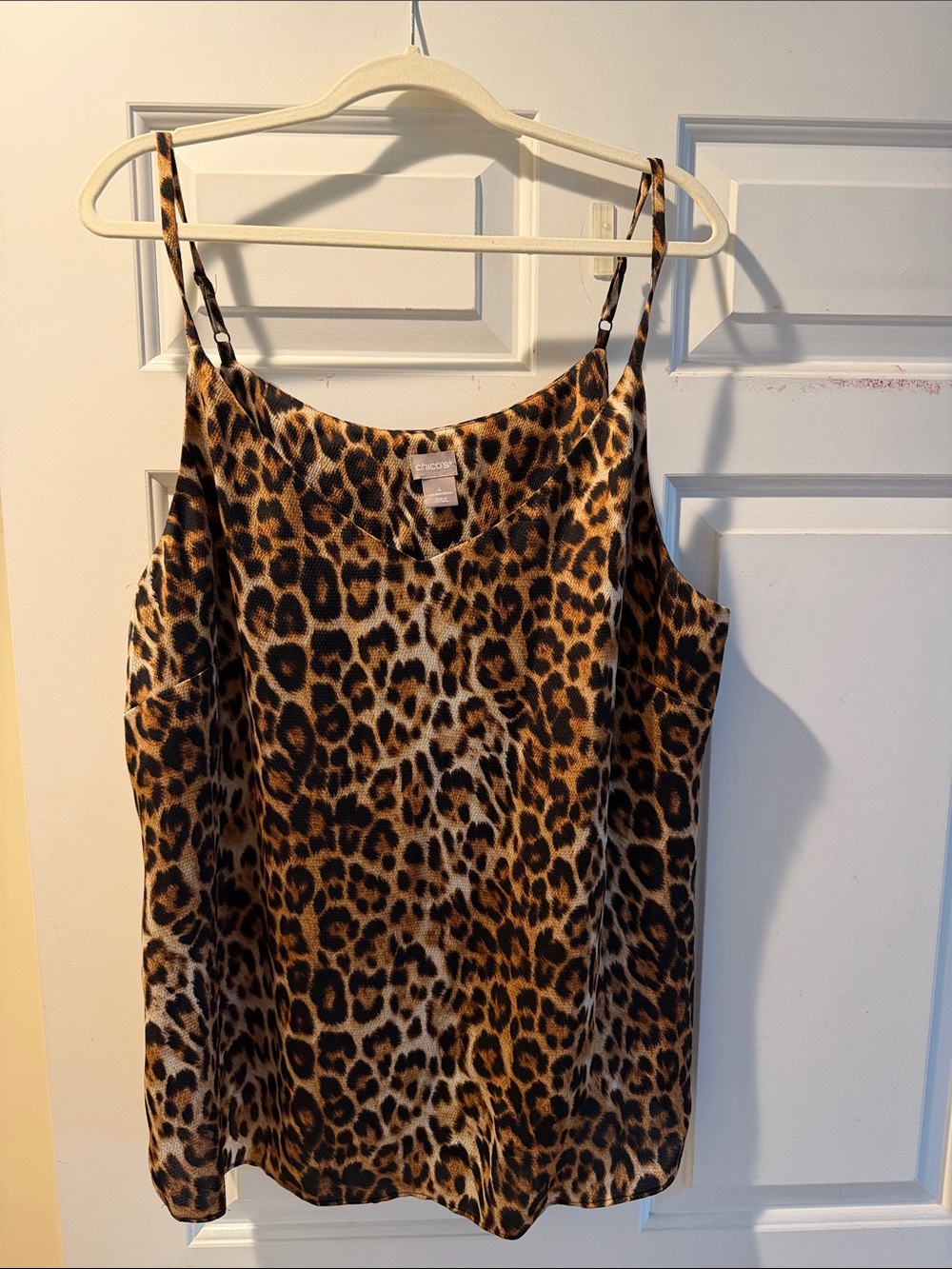 Chico's Leopard-Print Spaghetti Strap Tank - Brown, Black Size 4 (XXL)